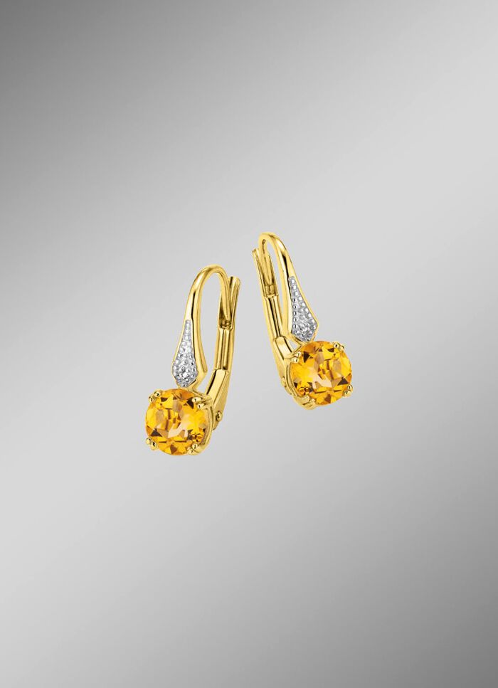 Stralende oorbellen met echte witte topaas en echte citrien 