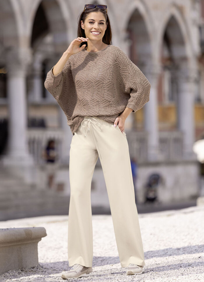 Trendy broek in modieuze breedte BEIGE
