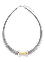 Moderne bicolorset van 925/- fijn zilver en staal 