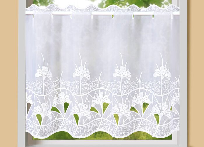 Ginko kort gordijn met roededoorvoer 