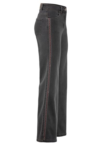 Jeans met sierstiksels in etnische stijl 