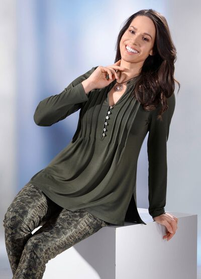 Overhemdtuniek met decoratieve knoopsluiting 