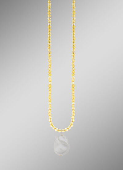 Zilveren citrien ketting 