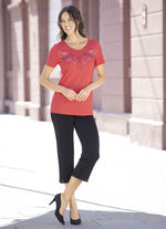 Shirt met decoratieve plaatdecoratie in 2 kleuren ROOD