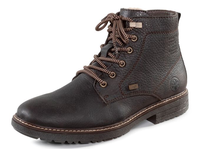 Rieker veterlaars met warme voering van lamsleer en pluche materiaal 