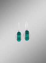 Oorhaken met zirkonia en malachiet 