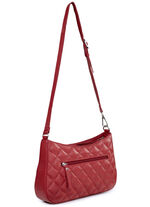 Laurina tas met trendy quilting en decoratieve klinknagels ROT