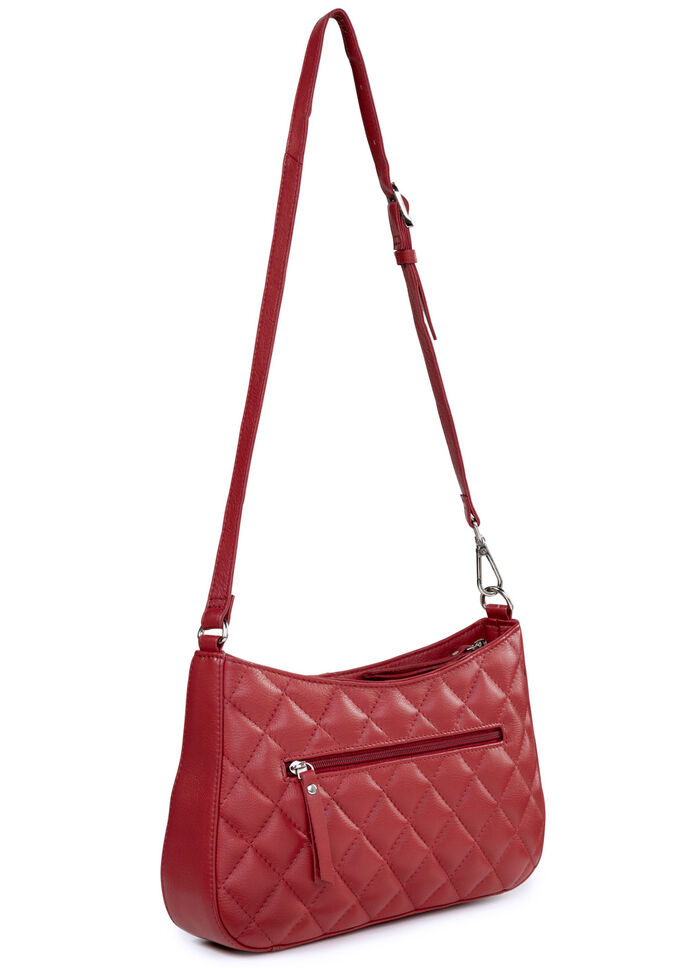 Laurina tas met trendy quilting en decoratieve klinknagels ROT