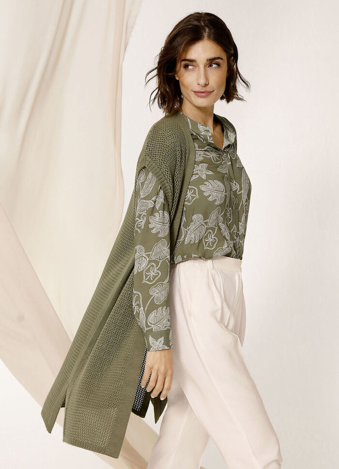 Gebreid vest in lange vorm 