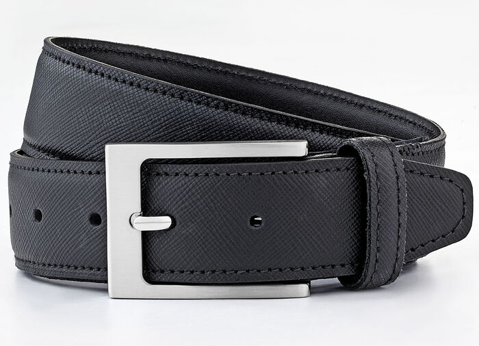 Klassieke heren leren riem, 3,5 cm breed SCHWARZ