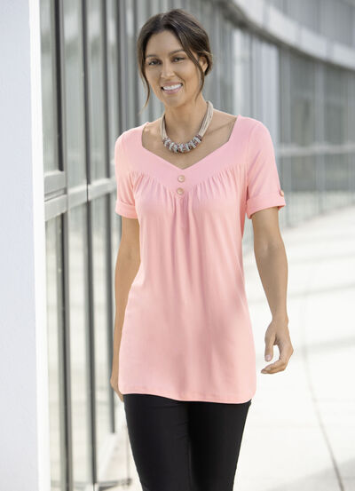 V-hals tuniek in 2 kleuren 