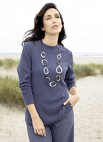 Overhemd met opstaande kraag DENIM BLAUW