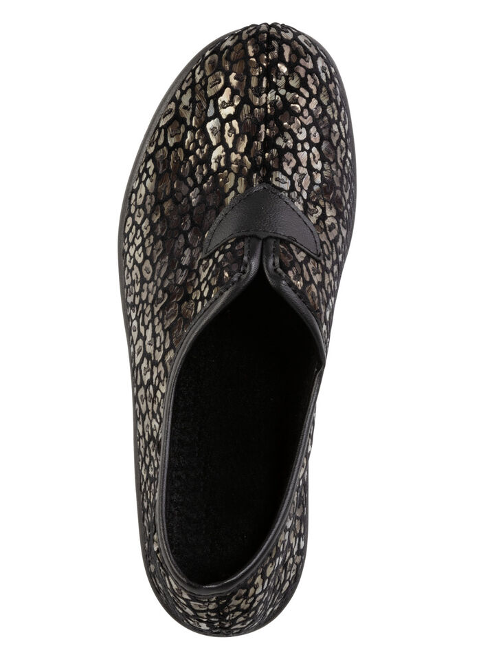 Slippers van fluweel met een print en een luipaarddessin SCHWARZ-BRONZE
