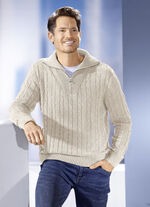 Troyer met korte ritssluiting in 5 kleuren BEIGE