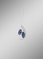 Elegantie in druppelvorm: hanger met saffier en 4 diamanten 