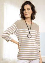 Trui met strepenmotief BEIGE-WEISS