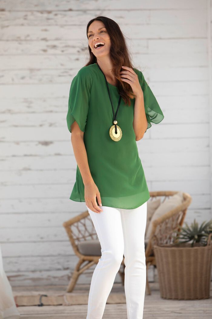 Effen gekleurde tuniek OLIJFGROEN