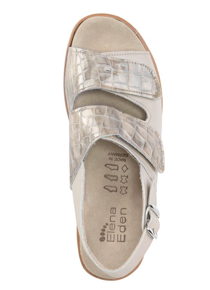 ELENA EDEN sandaal gemaakt van nappaleer en lakleer met krokodillenreli&euml;f BEIGE