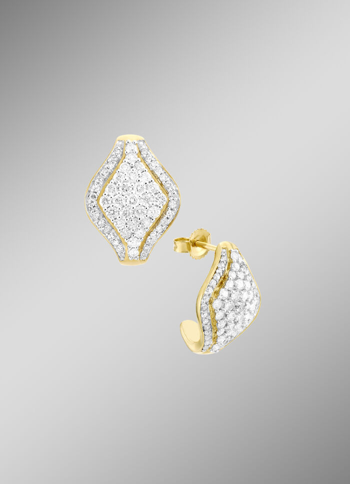 Zwaar bezette oorbellen met diamanten 