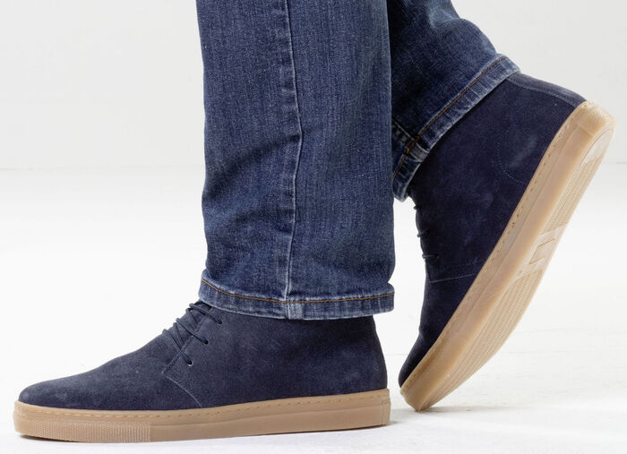 GINO GALANTE, gevoerde herenlaarzen, winterschoenen, met wol MARINE