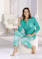 Tweepak Laurina pyjama's met knoopjes aan de voorkant 