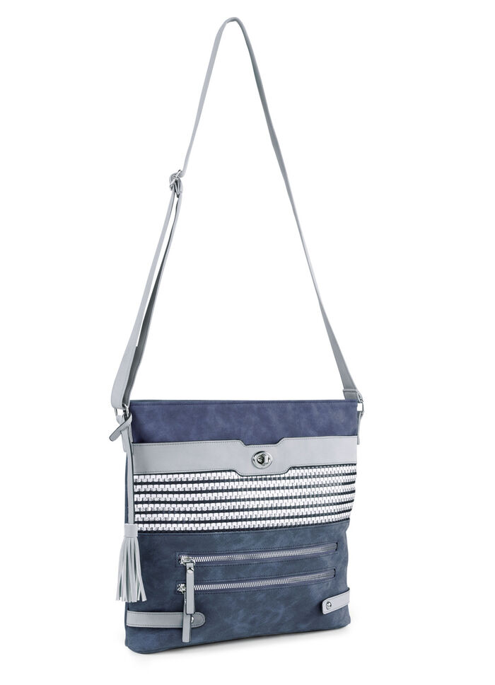 Tas met deels glinsterende gevlochten details JEANS