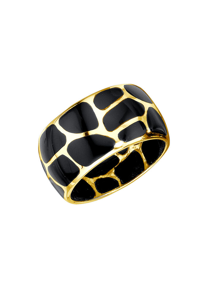 Damesring in luipaarddesign, met echte onyx 