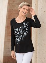 Shirt met contrastprint ZWART