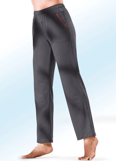 Broek met decoratieve band geborduurd met glanzend draad 