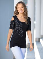 Shirt met open afwerking op de mouwen 