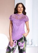 Shirt met uitgebreide kantverwerking in 2 kleuren PAARS