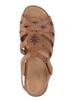 ELENA EDEN sandaal met decoratieve klinknagels en leren inzetstukken COGNAC