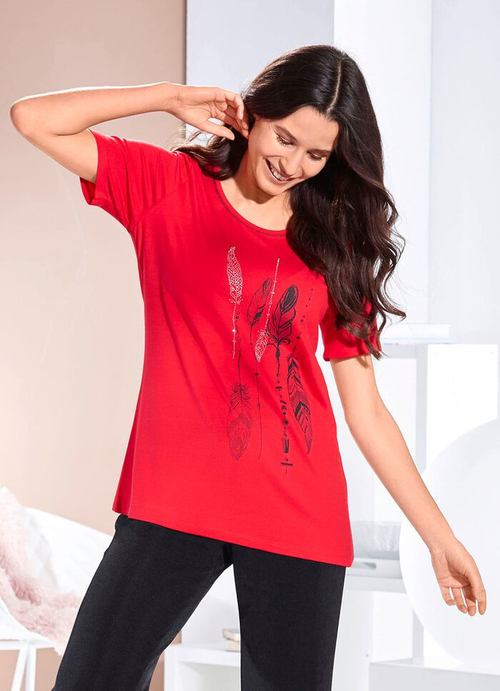 Shirt met contrastprint in 2 kleuren 