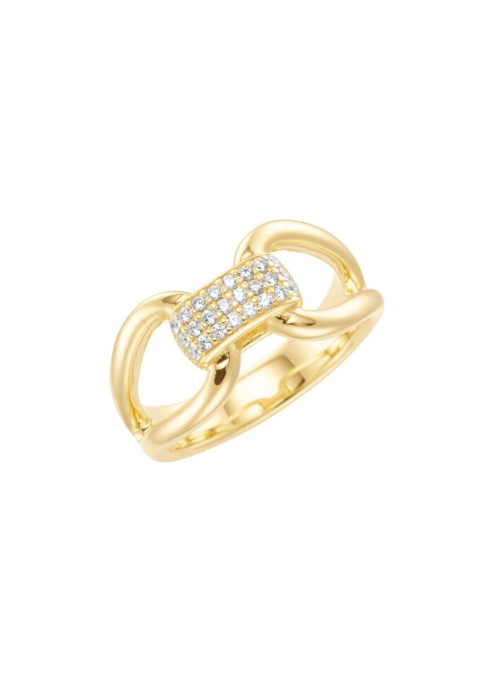 Vergulde damesring met zirkonia 