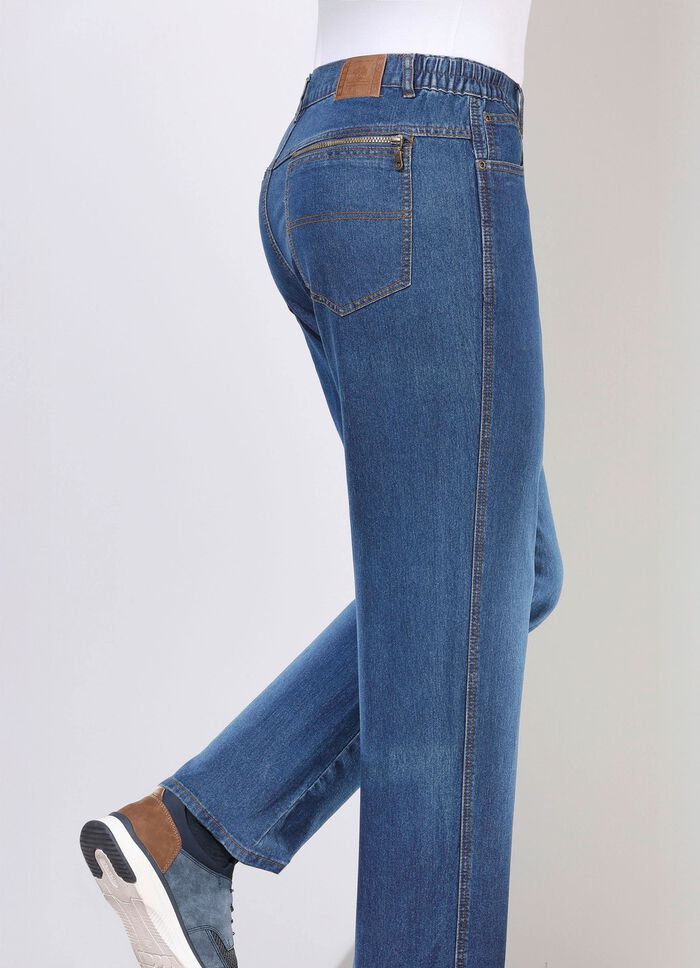 Jeans met elastische taillebandinzetstukken in 3 kleuren 
