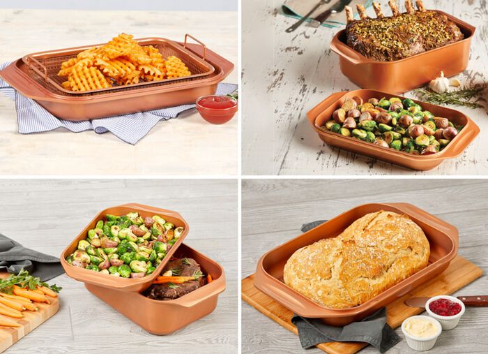 Livington Copperline WonderCooker inclusief glazen deksel en roosterinzet 