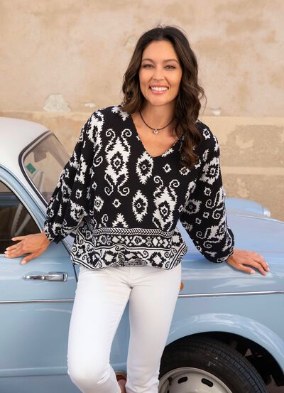 Tuniek met randprint 