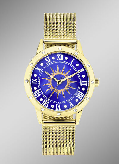 Quartz dameshorloge zon met witte kristalaccenten 