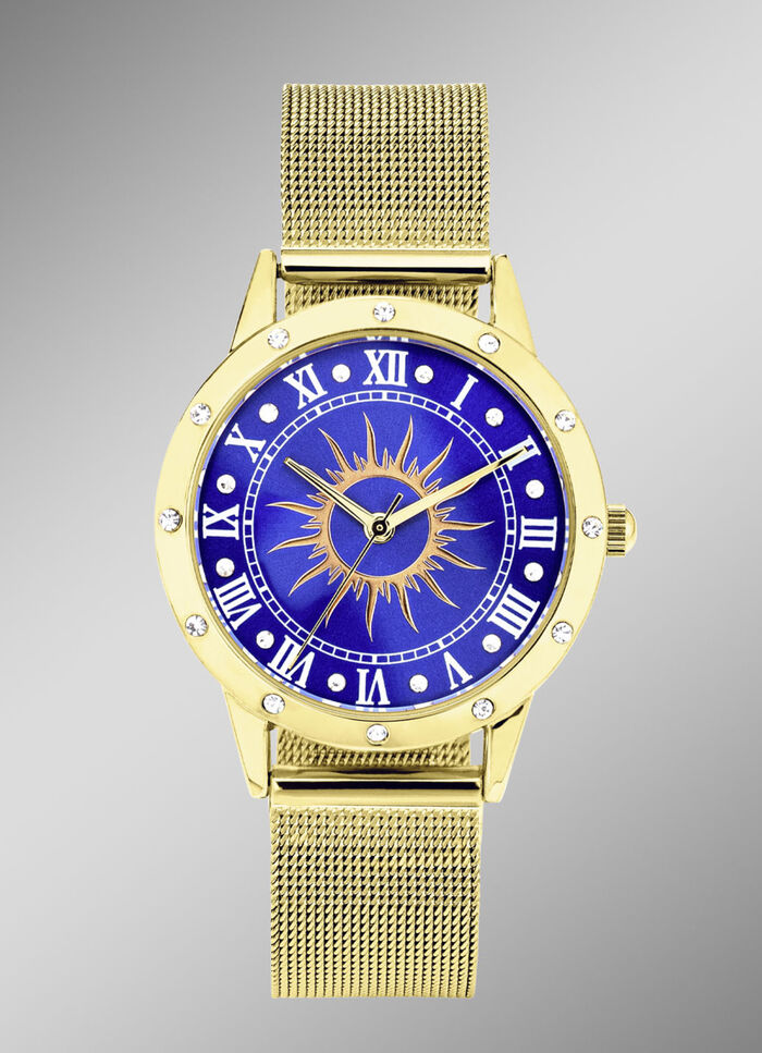 Quartz dameshorloge zon met witte kristalaccenten 