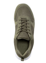 Sneakers met veters gemaakt van synthetisch en zacht textielmateriaal OLIJFGROEN