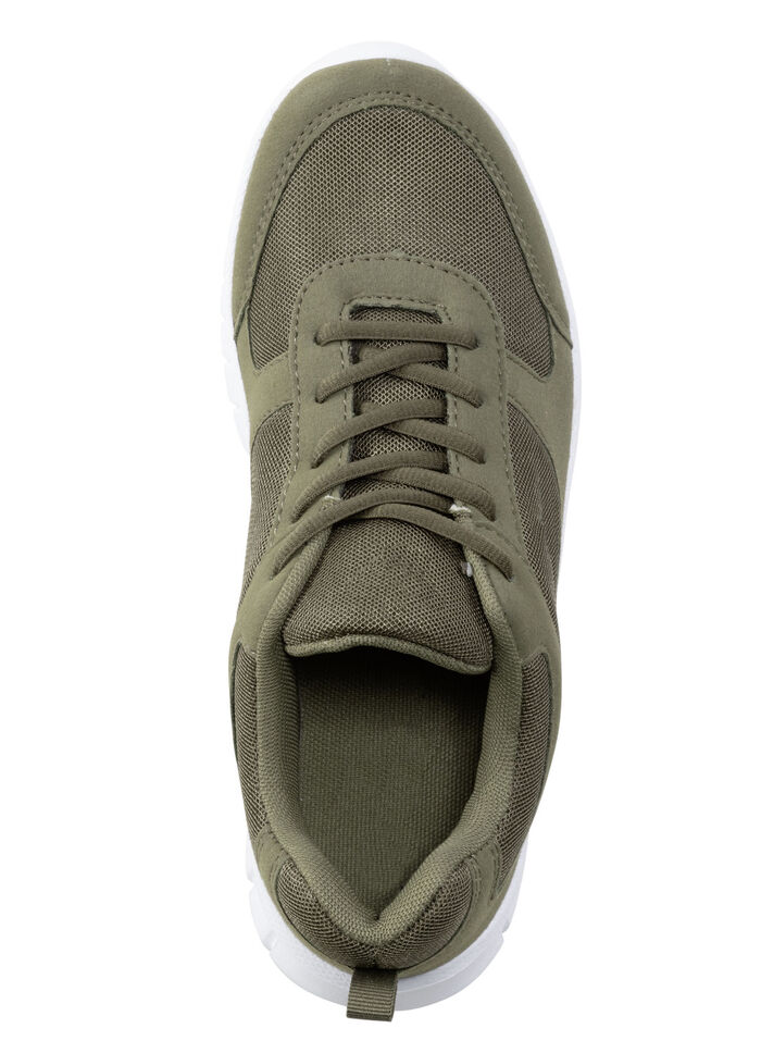 Sneakers met veters gemaakt van synthetisch en zacht textielmateriaal OLIJFGROEN