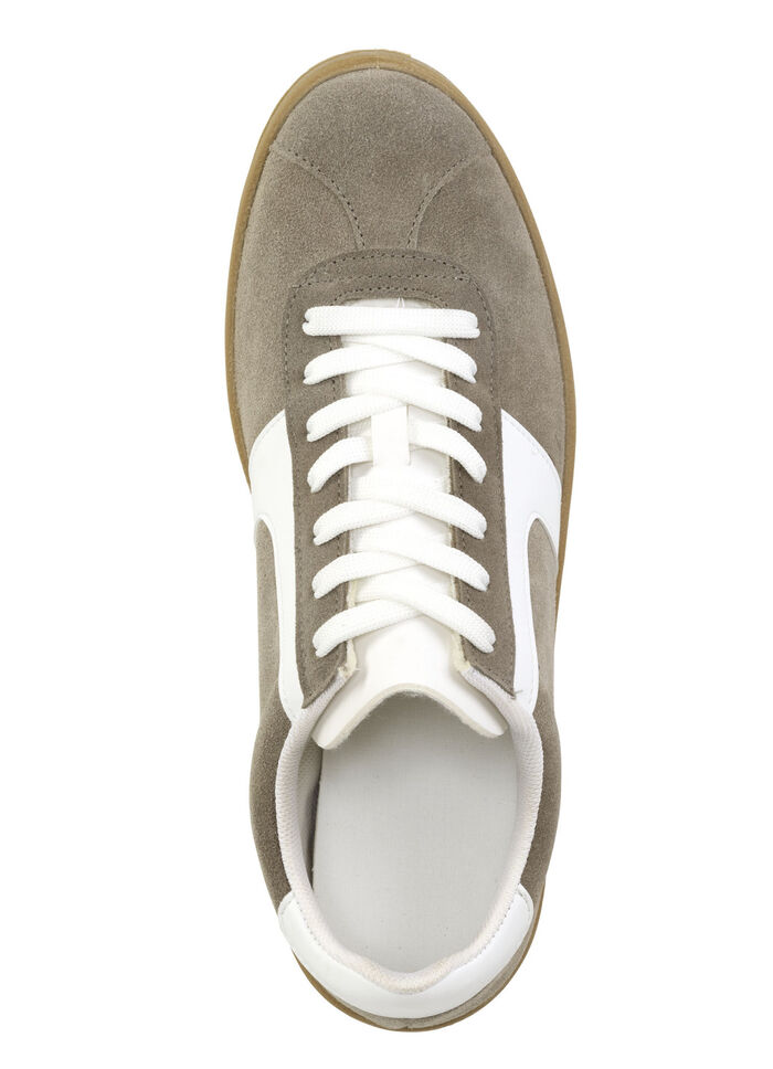 Sneakers van suèdeleer met nappagarnituur en gevoerde schachtrand TAUPE