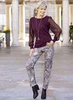Shirt met lange, geplooide chiffonmouwen BORDEAUX