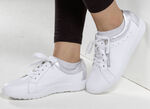 Waldläufer, comfortabele dames veterschoenen, breedte K, met uitneembaar voetbed WIT-ZILVER