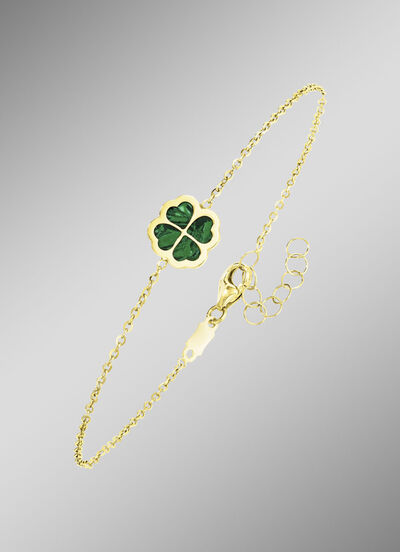 Delicate geluk – armband met malachiet klaverblad  Delicate geluk – armband met malachiet klaverblad