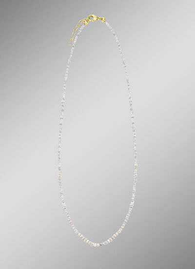 Uitzonderlijke ketting met ruwe diamanten in lichtgrijs 