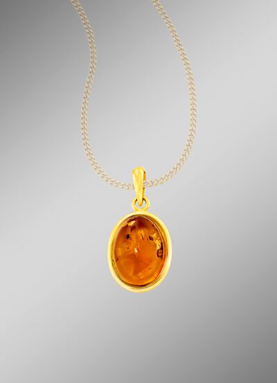 Klassieke kettinghanger met echte barnsteen 