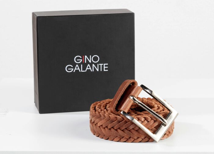GINO GALANTE, elegante herenriem inclusief doosje, 3 cm breed COGNAC