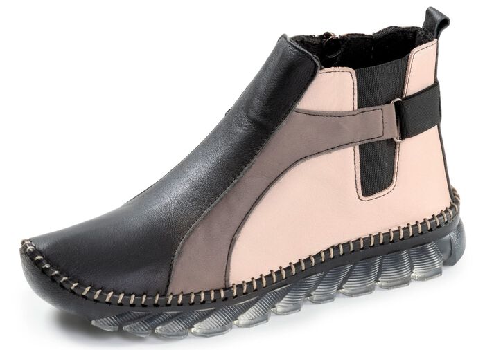 Gemini, trendy dameslaarzen, breedte G, met uitneembaar voetbed ZWART-KIEZEL-GRIJS