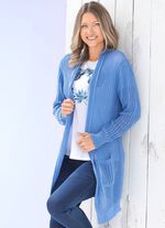 Lang vest in stretchy gestreepte look JEANSBLAUW